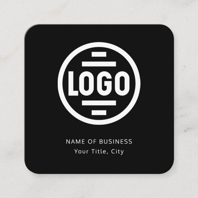 Tarjeta De Visita Cuadrada Modern Black Custom Logo and QR Code Square Busine (Anverso)