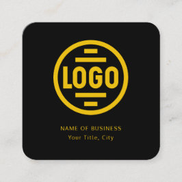 Tarjeta De Visita Cuadrada Modern Black Custom Logo and QR Code Square Busine