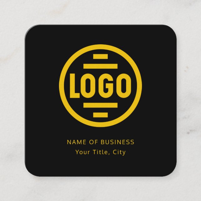 Tarjeta De Visita Cuadrada Modern Black Custom Logo and QR Code Square Busine (Anverso)