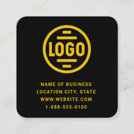 Tarjeta De Visita Cuadrada Modern Black Custom Logo and QR Code Square Busine