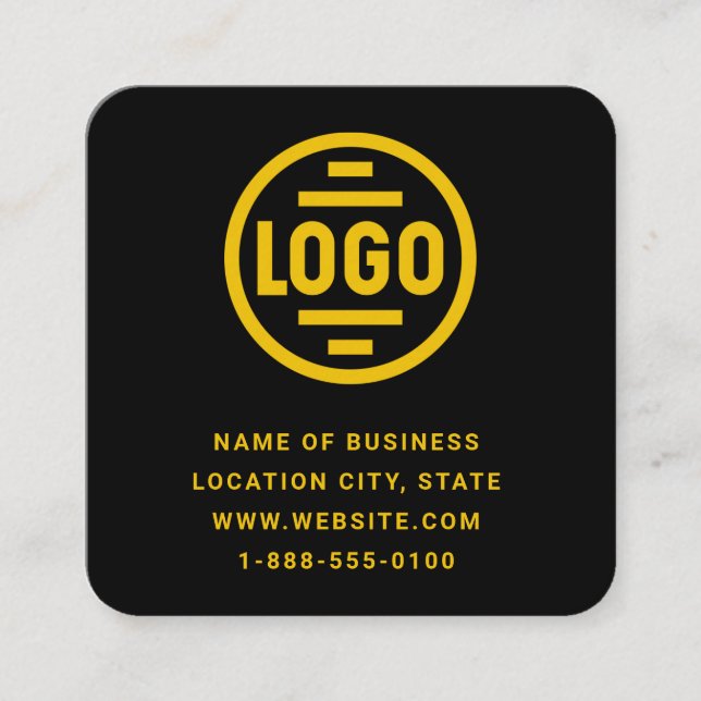 Tarjeta De Visita Cuadrada Modern Black Custom Logo and QR Code Square Busine (Anverso)