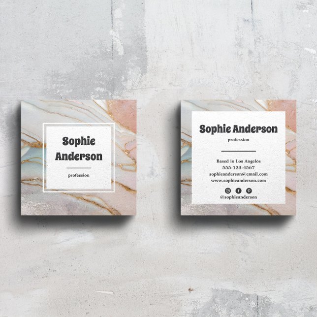 Tarjeta De Visita Cuadrada Modern Blush & Cream Marble Square Business Card (Subido por el creador)