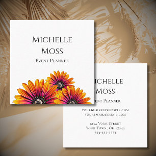 Tarjeta De Visita Cuadrada Modern Boho Daisies Moda Planner