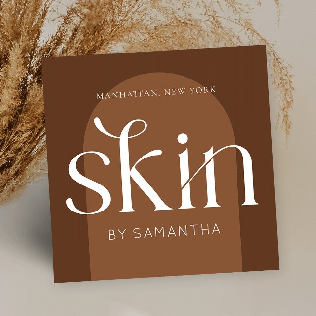 Tarjeta De Visita Cuadrada Modern Boho Terracotta Salon Skincare Aesthetician (Subido por el creador)