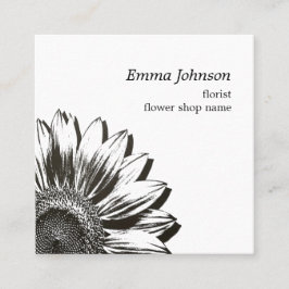 Tarjeta De Visita Cuadrada Modern Botanical Sunflower | Professional Branding