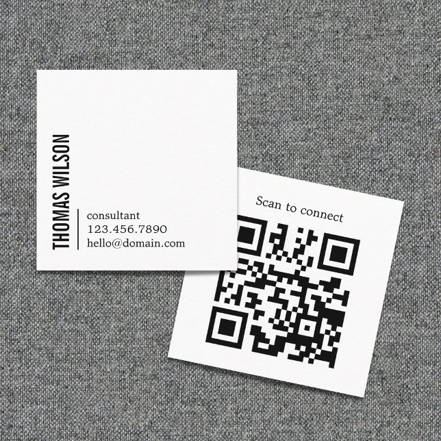 Tarjeta De Visita Cuadrada Modern Clean Bold Black White Consultant QR code (Subido por el creador)