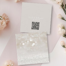 Tarjeta De Visita Cuadrada Modern Girly Glam Purpurina