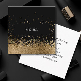 Tarjeta De Visita Cuadrada Modern Glitter Gold Schwarz