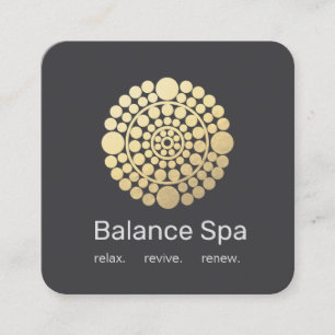 Tarjeta De Visita Cuadrada Modern Gold Circle Mandala Motif