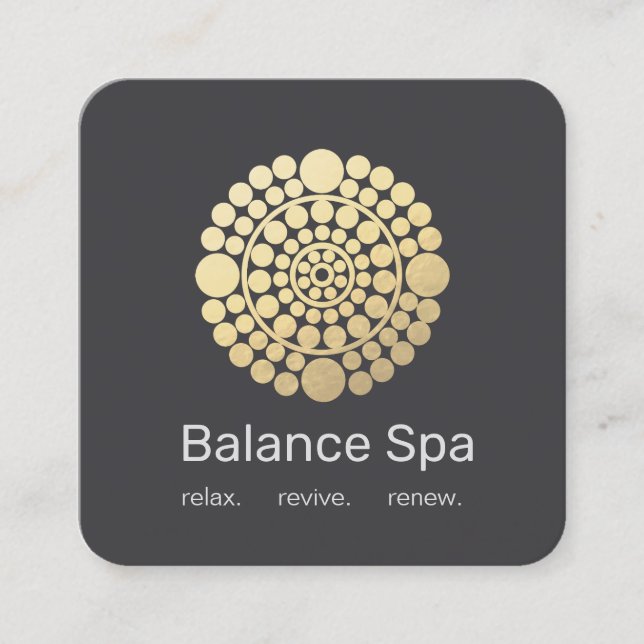 Tarjeta De Visita Cuadrada Modern Gold Circle Mandala Motif (Anverso)