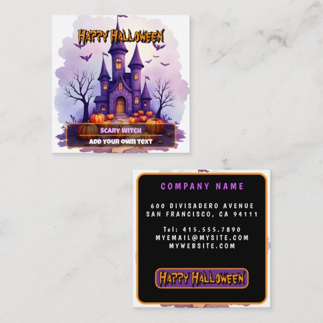 Tarjeta De Visita Cuadrada Modern Halloween Spooky Cute Collection (Anverso / Reverso)