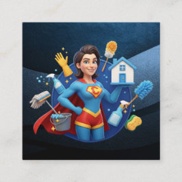 Tarjeta De Visita Cuadrada Modern House Cleaning Maid Service Housekeeping