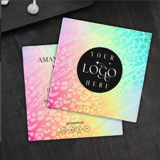 Tarjeta De Visita Cuadrada Modern Leopard Glitter Professional Logo Square 