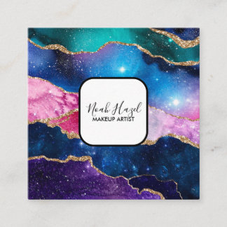 Tarjeta De Visita Cuadrada Modern marble elegant makeup artist