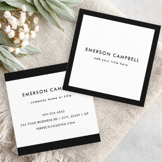 Tarjeta De Visita Cuadrada Modern minimal black border elegant professional