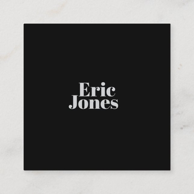 Tarjeta De Visita Cuadrada Modern minimalist black & grey professional (Reverso)