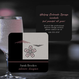 Tarjeta De Visita Cuadrada Modern Minimalist Cherry Blossom Business Card