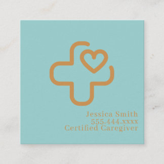 Tarjeta De Visita Cuadrada Modern Minimalist Elegant Professional Caregiver