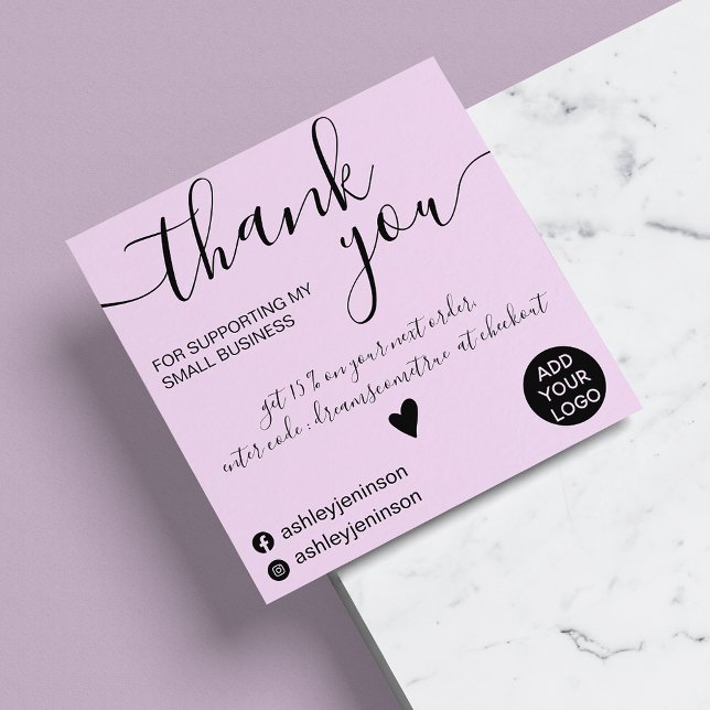 Tarjeta De Visita Cuadrada Modern minimalist lavender order thank you (Subido por el creador)