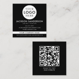 Tarjeta De Visita Cuadrada Modern Minimalist Logo Professional Black White
