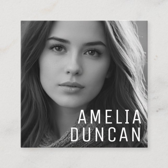 Tarjeta De Visita Cuadrada Modern Minimalist Simple Professional Photo Square (Anverso)