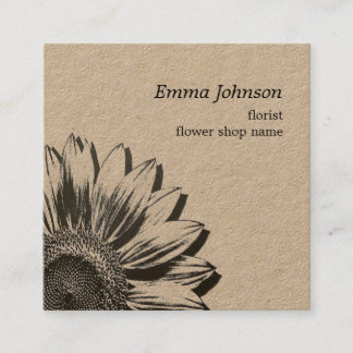 Tarjeta De Visita Cuadrada Modern Minimalist Sunflower | Square Business Card