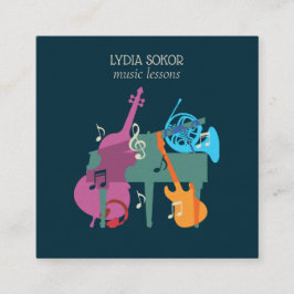 Tarjeta De Visita Cuadrada Modern Multi-Instrument Music Business Card