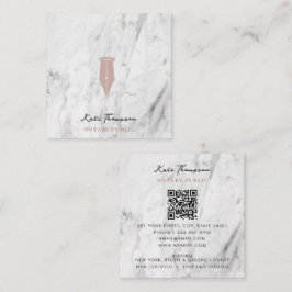 Tarjeta De Visita Cuadrada Modern Notary Signing Agent QR Code Marble Pink