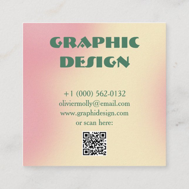 Tarjeta De Visita Cuadrada Modern Pink & Green Gradient Business Card (Reverso)