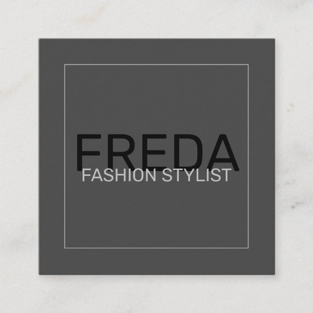 Tarjeta De Visita Cuadrada Modern Square Black Fashilist Stylist (Anverso)