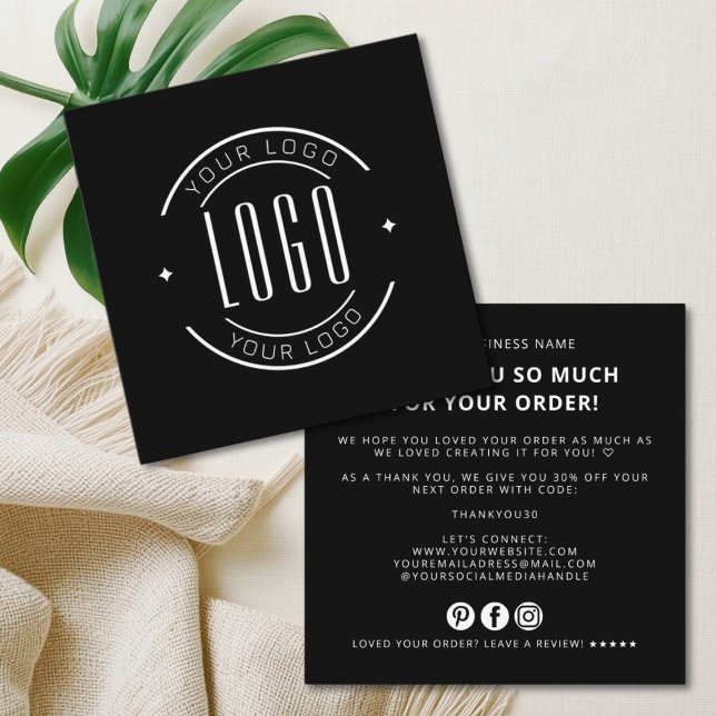 Tarjeta De Visita Cuadrada Modern thank you for your order simple logo (Subido por el creador)