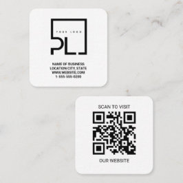 Tarjeta De Visita Cuadrada Modern White Custom Logo and QR Code Square Busine