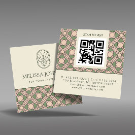 Tarjeta De Visita Cuadrada Modern Zen Yoga Instructor QR Code Square