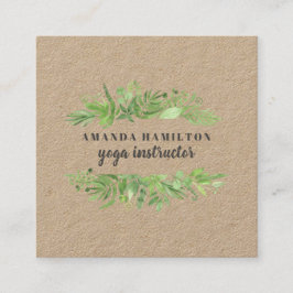 Tarjeta De Visita Cuadrada Moderna acuarela RÚSTICA pradera silvestre verde f