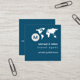 Tarjeta De Visita Cuadrada Moderna agencia de viajes Tour Adventures Ocean-Bl