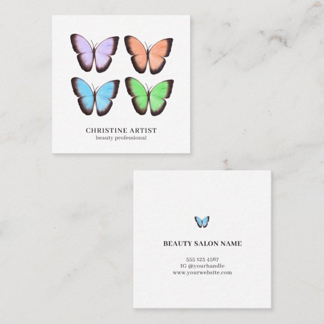 Tarjeta De Visita Cuadrada Moderna Belleza Minimalista Profesional (Anverso / Reverso)