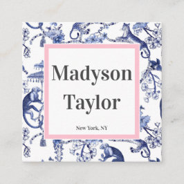 Tarjeta De Visita Cuadrada Moderna Chinoiserie Personalizado Typografía