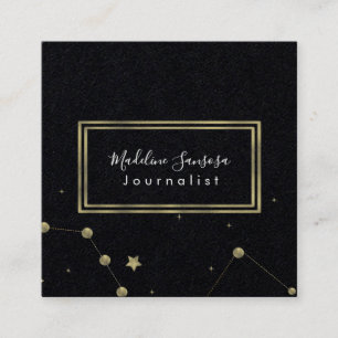 Tarjeta De Visita Cuadrada Moderna Constellation Gold Minimalista