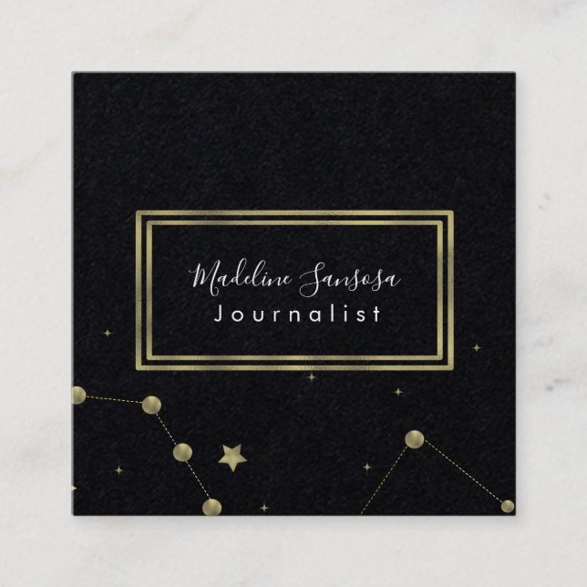 Tarjeta De Visita Cuadrada Moderna Constellation Gold Minimalista (Anverso)