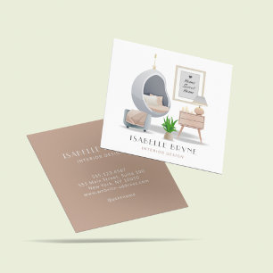 Tarjeta De Visita Cuadrada Moderna Decoradora Interior Mobiliario Hogar