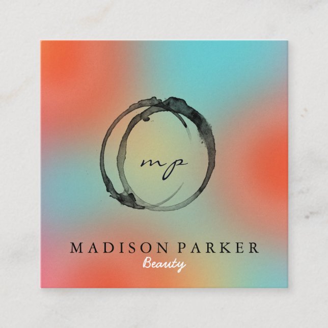 Tarjeta De Visita Cuadrada Moderna Elegante Champagne Resumen Belleza Estilis (Anverso)