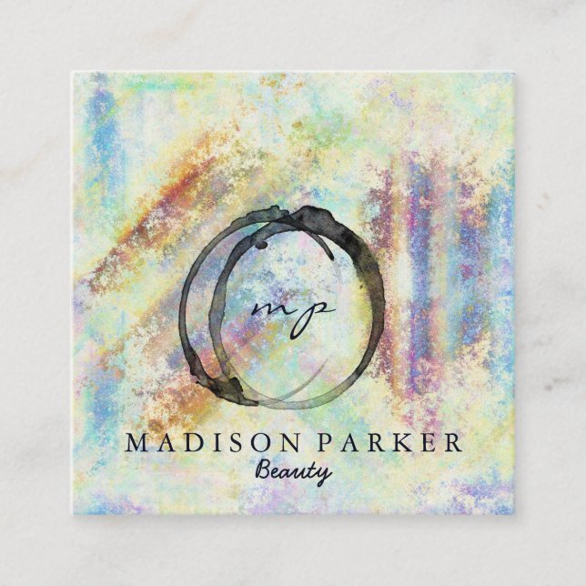 Tarjeta De Visita Cuadrada Moderna Elegante Champagne Resumen Belleza Estilis (Anverso)