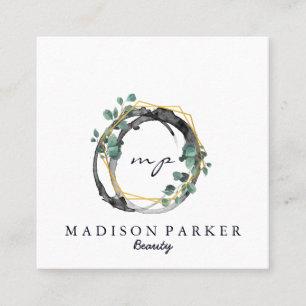 Tarjeta De Visita Cuadrada Moderna Elegante Champagne Resumen Belleza Estilis