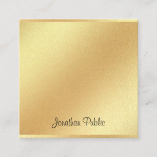 Tarjeta De Visita Cuadrada Moderna Faux Gold Purpurina manuscrito elegante