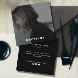 Tarjeta De Visita Cuadrada Moderna foto de estilo profesional de pelo Minimal