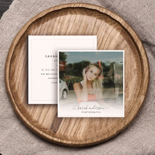 Tarjeta De Visita Cuadrada Moderna fotografía caligrafía guión moda