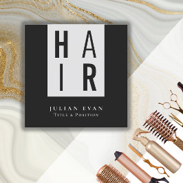 Tarjeta De Visita Cuadrada Moderna Hairdresser Monocromo en blanco y negro