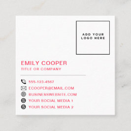 Tarjeta De Visita Cuadrada Moderna Houndstoth Add Logo Black White