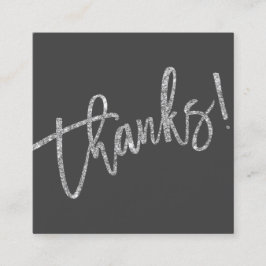 Tarjeta De Visita Cuadrada MODERNA MANDLETTERED gracias purpurina de plata gr