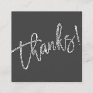 Tarjeta De Visita Cuadrada MODERNA MANDLETTERED gracias purpurina de plata gr